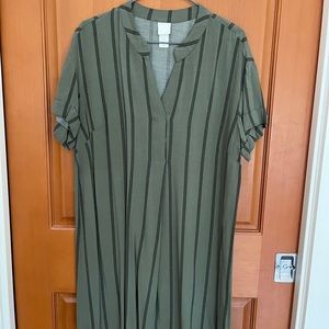 Green striped dress, size 8